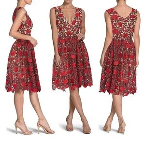 Dress the Population Burgundy Lace Midi Dress